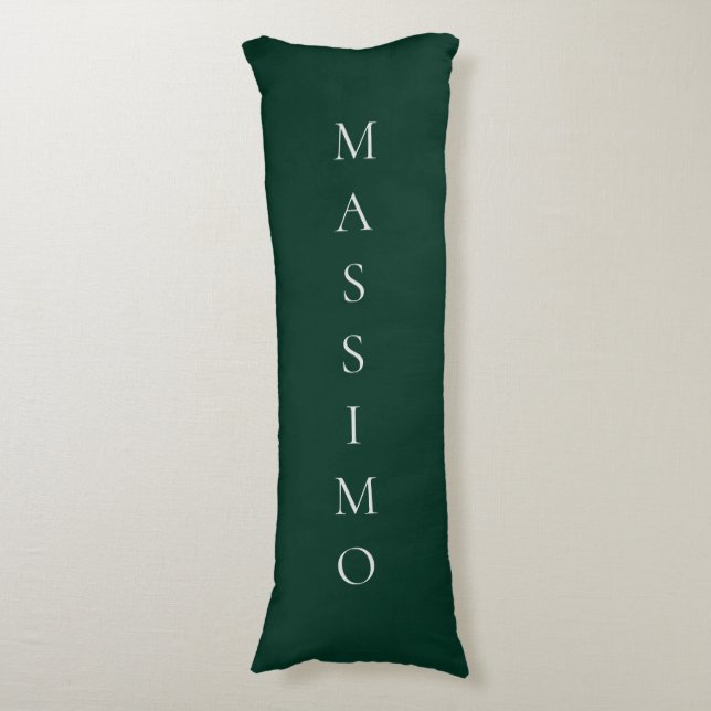 Dark Green Plain Elegant Casual Own Name Seitenschläferkissen (Vorderseite Vertikal)
