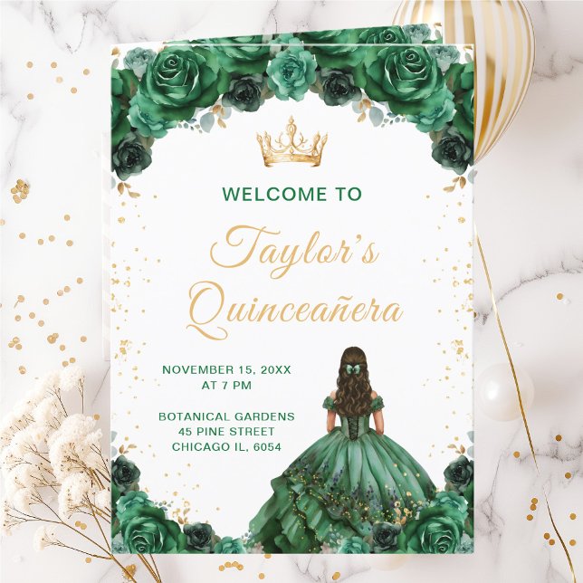 Dark Green Princess Floral Quinceñera Programm (Von Creator hochgeladen)