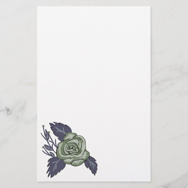 Dark Green Rose Stationery Briefpapier (Vorderseite)