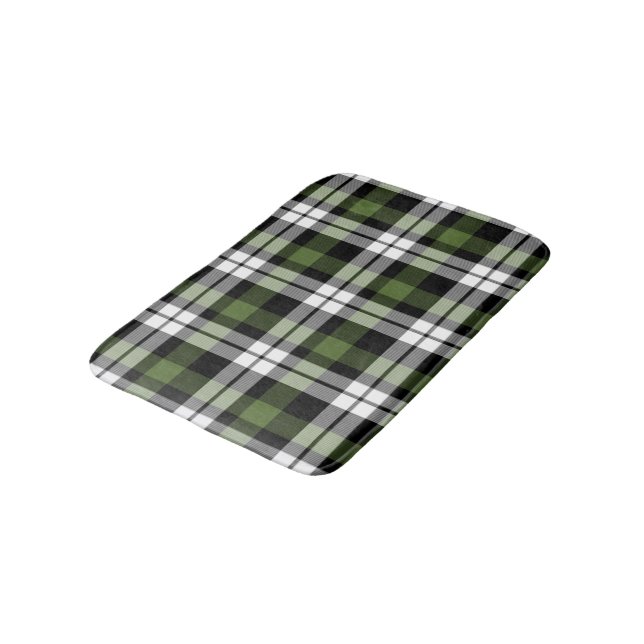 Dark Green Schwarz-weiß Buffalo Lumberjack Muster Badematte (Schrägansicht)