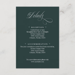 Dark Green Script Details Enclosure Card Begleitkarte