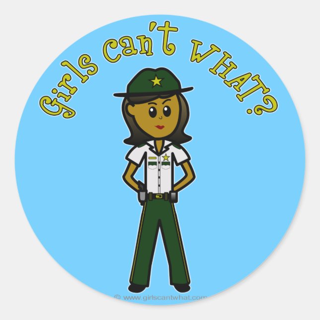 Dark Green Sheriff Girl Runder Aufkleber (Vorderseite)