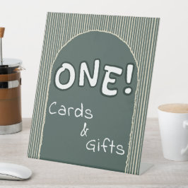 Dark Green Stripes 1st Birthday Cards & Gifts Sockelschild