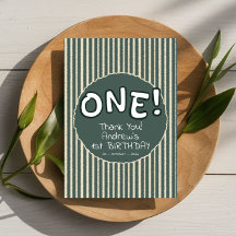 Dark Green Stripes 1st Birthday