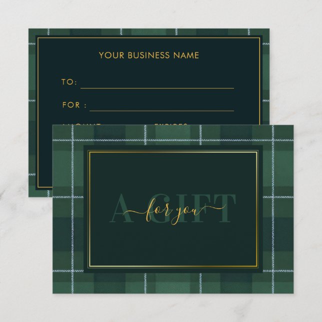 Dark Green Tartan Polo Plaid Gift Certificate (Vorne/Hinten)
