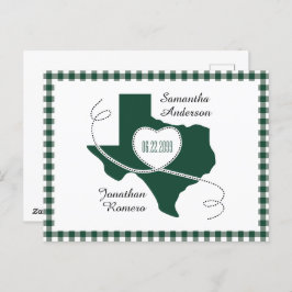 Dark Green Texas Curling Ribbon Save the Date Postkarte