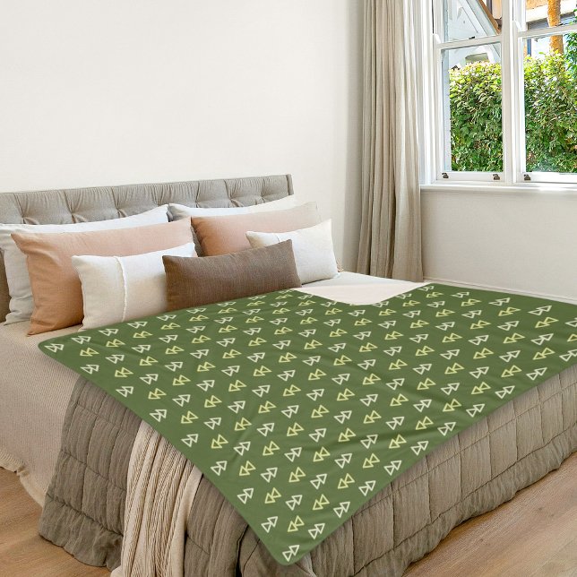 Dark Green Triangle Pattern Sherpa Blanket Sherpadecke (Von Creator hochgeladen)