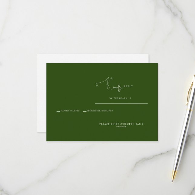 Dark Green UAWG Response Card RSVP Karte (Vorderseite/Rückseite Beispiel)