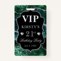 Dark Green und Silver Glitzer Agate Birthday VIP