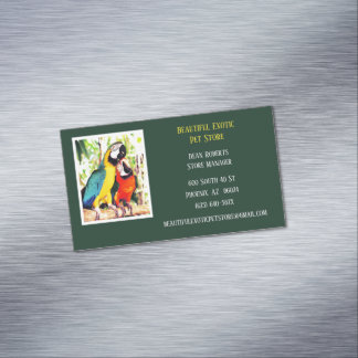 Dark Green Veterinary/Animal Pet Store Parrots Magnetische Visitenkarte