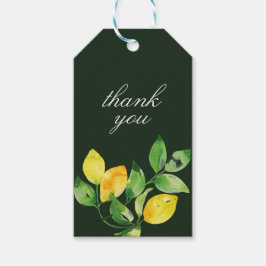 Dark Green Watercolor Lemon Couple Names Vielen Da Geschenkanhänger