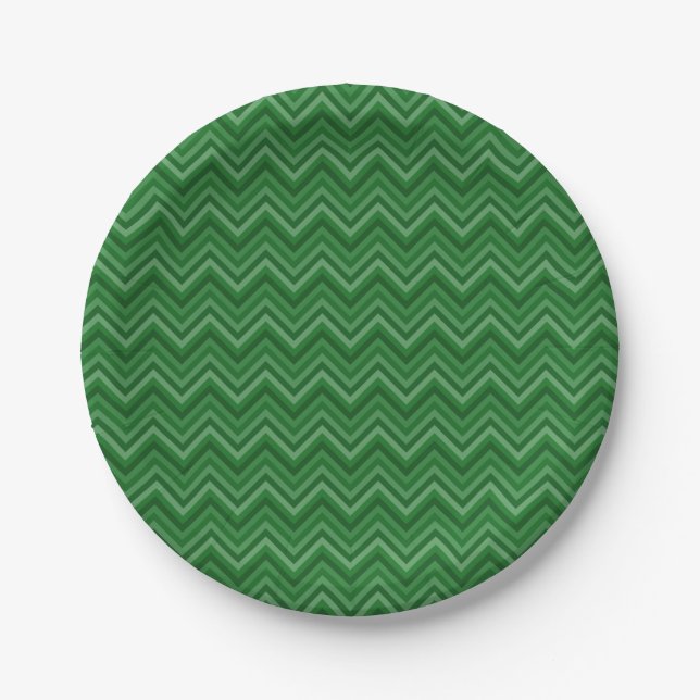 Dark Green Zig Zags Pappteller (Vorderseite)