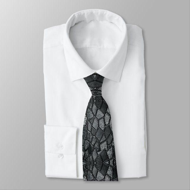 Dark Grey Mosaic Glass Tie Krawatte (Gebunden)