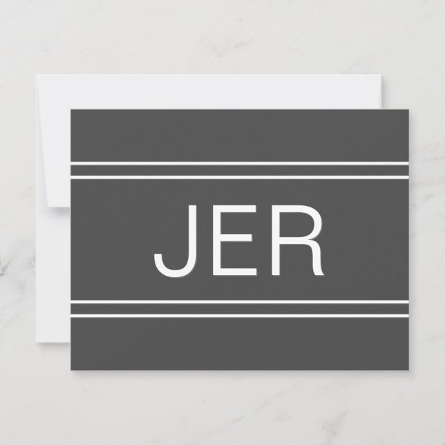 Dark Grey Personalisiert Monogram Name Initial Mitteilungskarte (Vorderseite)