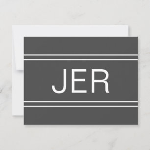 Dark Grey Personalisiert Monogram Name Initial Mitteilungskarte