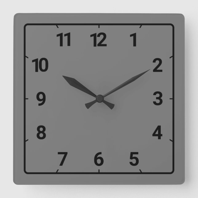 Dark grey quadratische wanduhr (Vorderseite)