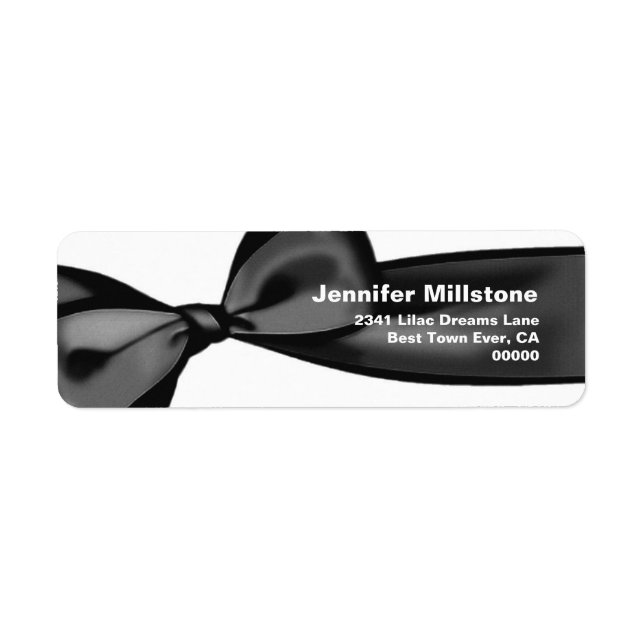 Dark Grey Satin Bow Wedding Return Address Label (Vorne)
