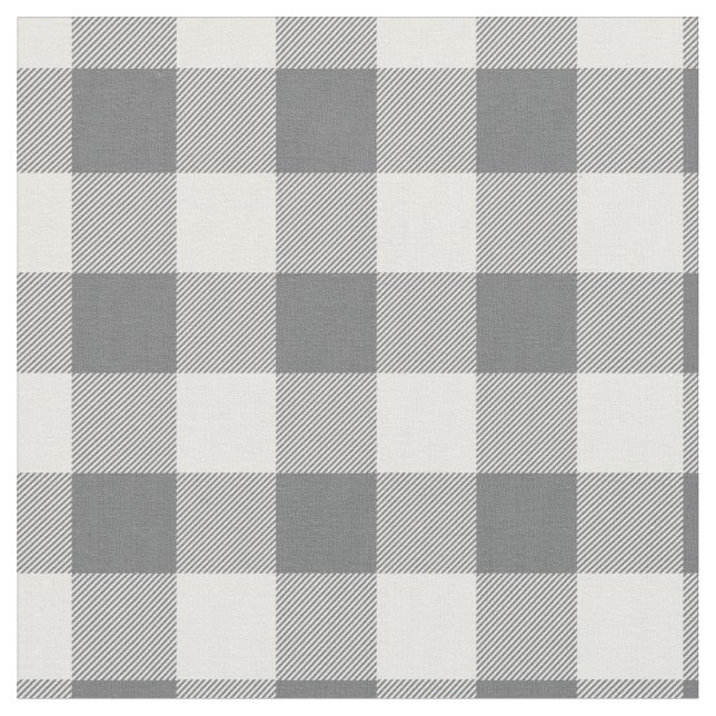 Dark Grey & White Plaid Gingham Stoff (Nahaufnahme)