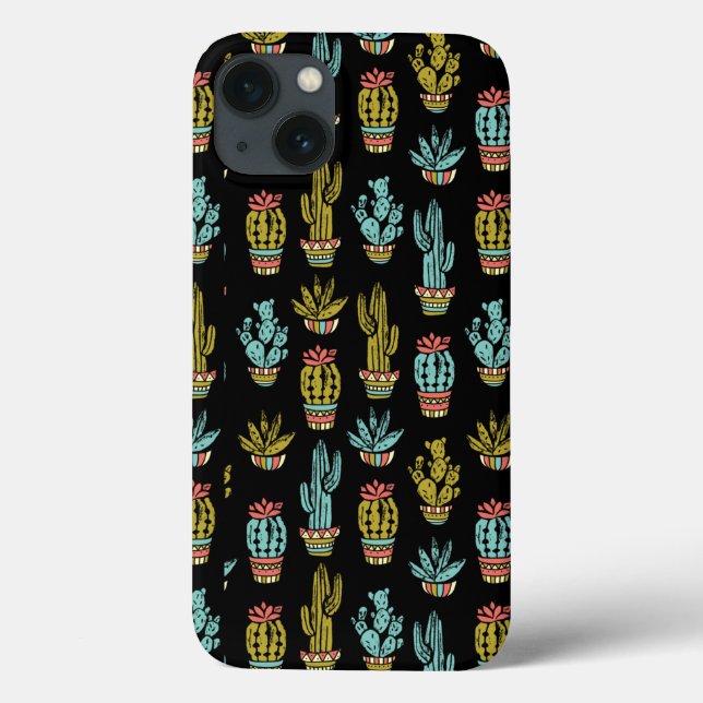 Dark Grunge Cactus Pattern Case-Mate iPhone Hülle (Rückseite)
