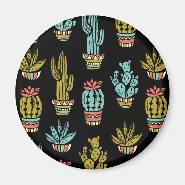 Dark Grunge Cactus Pattern Magnet (Vorne)