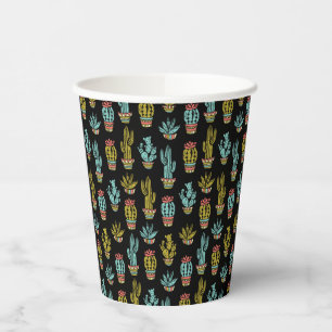 Dark Grunge Cactus Pattern Pappbecher