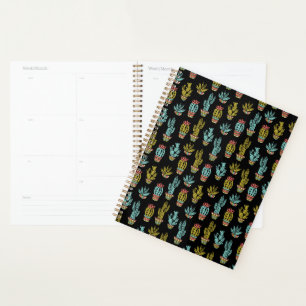 Dark Grunge Cactus Pattern Planer
