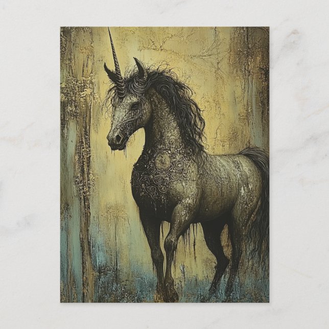 Dark Grunge Unicorn Postkarte (Vorderseite)