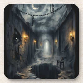 Dark Haunted fantasy Corridor with Moonlit Sky Getränkeuntersetzer