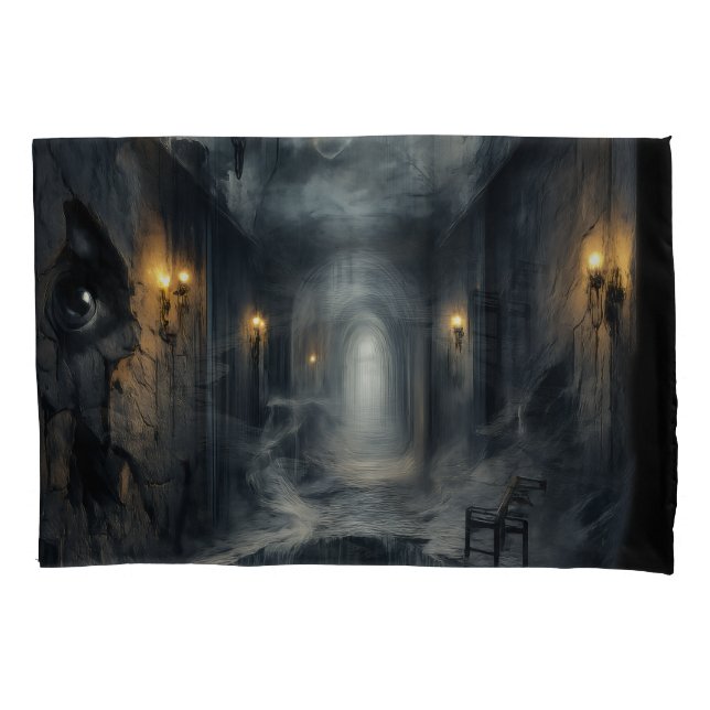 Dark Haunted fantasy Corridor with Moonlit Sky  Kissenbezug (Vorderseite)