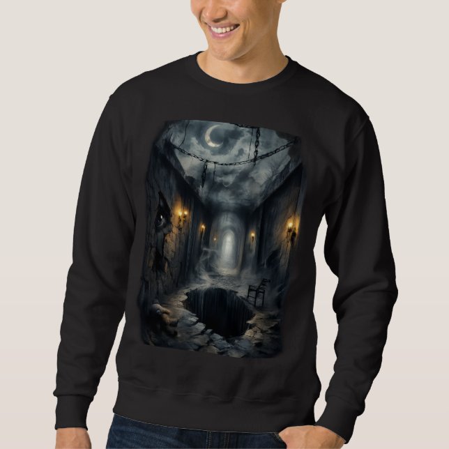 Dark Haunted Fantasy Corridor with Moonlit Sky Sweatshirt (Vorderseite)