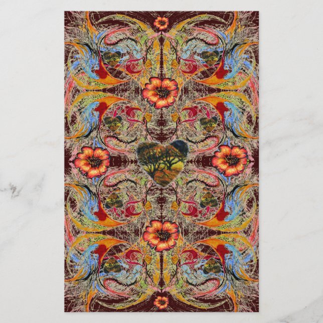 Dark Heart Fantasy Floral Scrapbook Handarbeit Pap Briefpapier (Vorderseite)