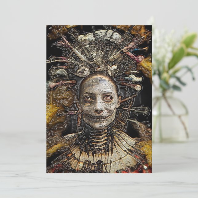 Dark Hexe Halloween Einladung (Stehend Vorderseite)