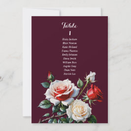 Dark Hübsch rosa, weiße rote Rose Sitzkarte Einladung
