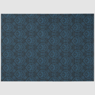 Dark Indigo Blue Vintag Damask Seidenpapier