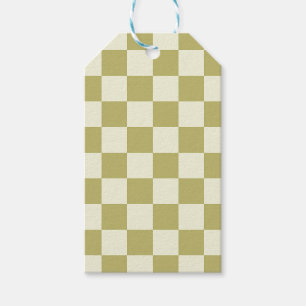 Dark Khaki und Beige Checkerboard Geschenkanhänger