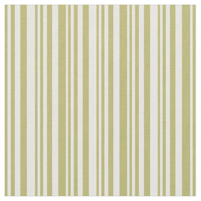Dark Khaki & White Lines Muster Stoff (Nahaufnahme)