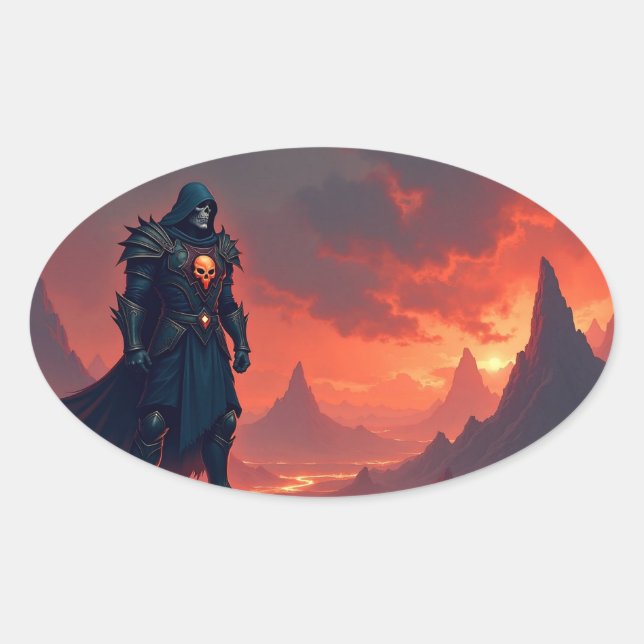 Dark Knight of Flame Ovaler Aufkleber (Vorderseite)