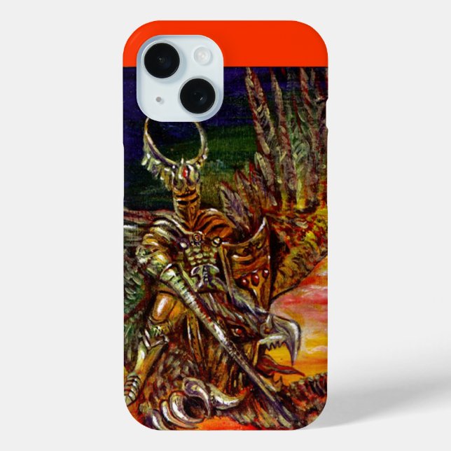 DARK KNIGHT UND DRAGON Fantasy iPhone 15 Hülle (Rückseite)