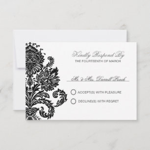 Dark Lavender Elegant Damask Hochzeit kundenspezif RSVP Karte