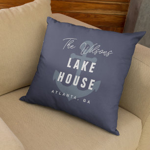 Dark Lila Anchor Lake House Kundenname Kissen