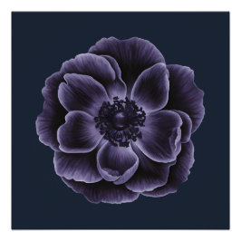 Dark Lila Bloom Botanic Art Design Poster