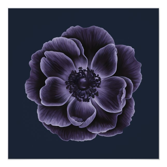 Dark Lila Bloom Botanic Art Design Poster (Vorderseite)