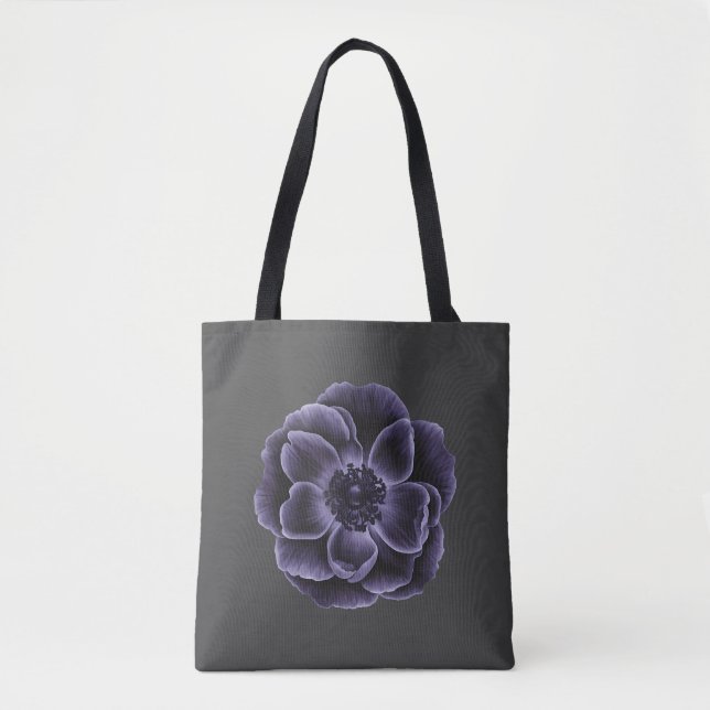 Dark Lila Bloom Botanic Art Design Tasche (Vorderseite)
