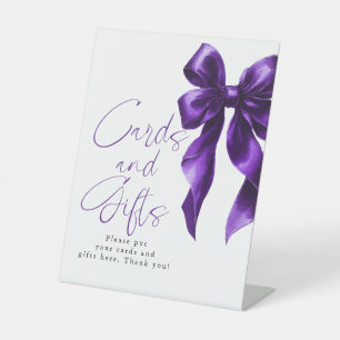 Dark Lila Bow Cards and Gifts Brautparty Sockelschild