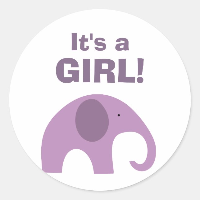 Dark Lila Elephant Baby Shower Siegel Runder Aufkleber (Vorderseite)