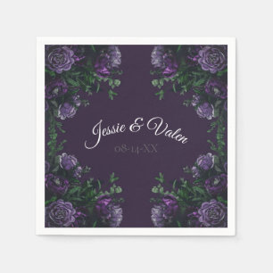 Dark Lila Floral Elegant Wedding Gothic Serviette