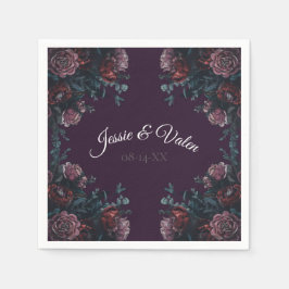 Dark Lila Floral Elegante Wedding Maroon Mauve Serviette