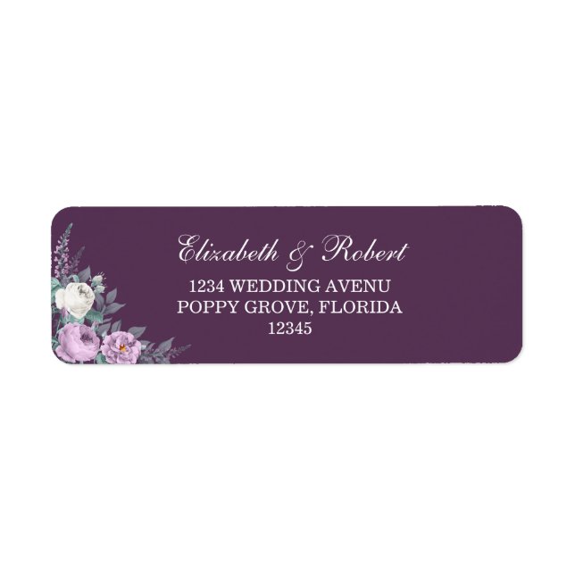 Dark Lila Floral Return Address Label (Vorne)