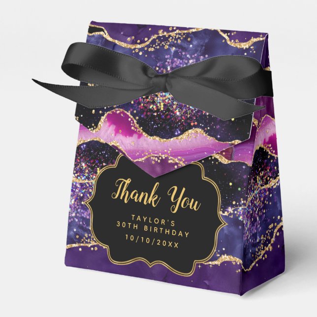 Dark Lila Gold Sequins Agate Birthday Vielen Dank Geschenkschachtel (Vorderseite)
