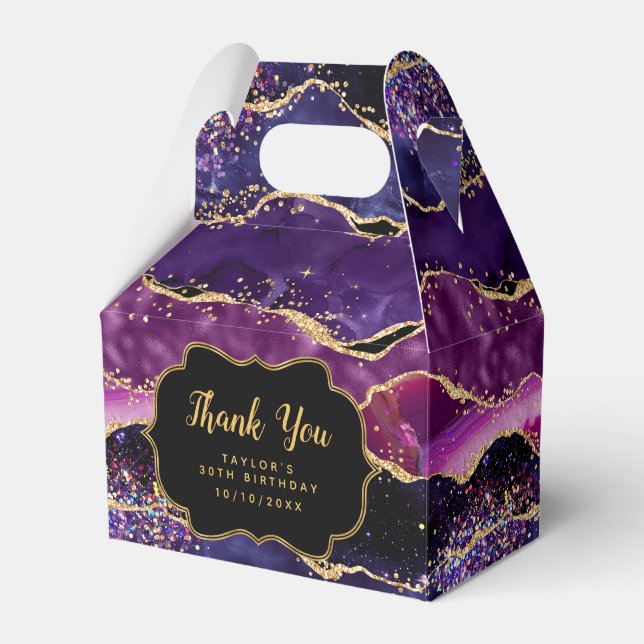 Dark Lila Gold Sequins Agate Birthday Vielen Dank Geschenkschachtel (Vorderseite)